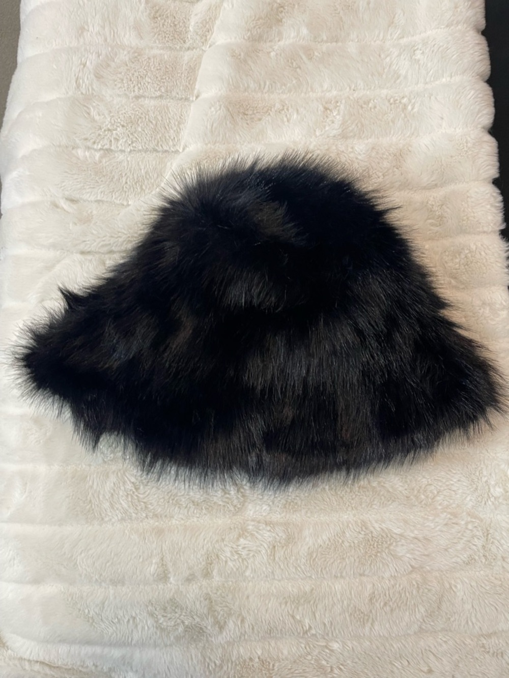 Fashion Nova Black Faux Fur Bucket Hat